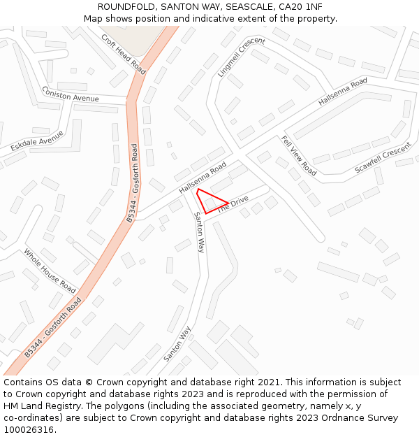 ROUNDFOLD, SANTON WAY, SEASCALE, CA20 1NF: Location map and indicative extent of plot