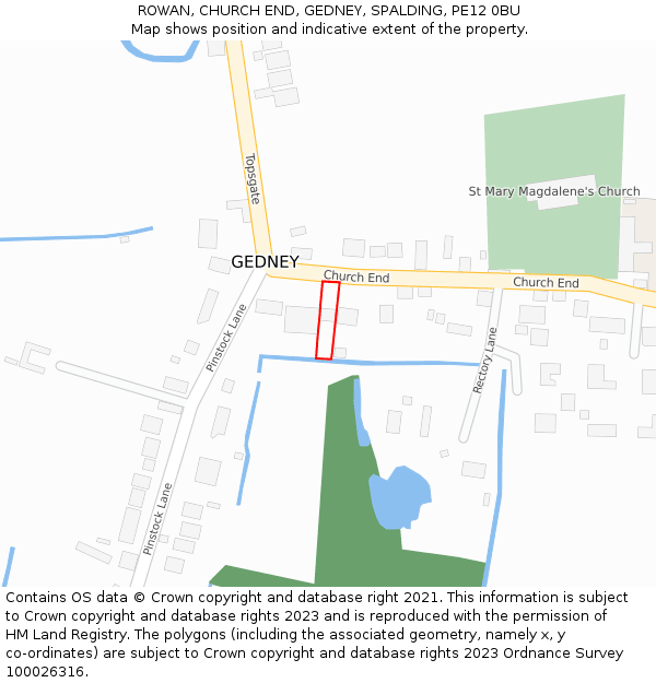 ROWAN, CHURCH END, GEDNEY, SPALDING, PE12 0BU: Location map and indicative extent of plot