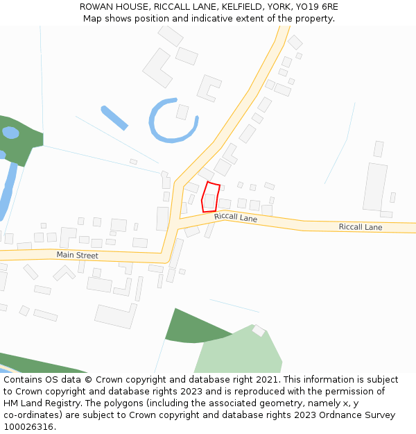 ROWAN HOUSE, RICCALL LANE, KELFIELD, YORK, YO19 6RE: Location map and indicative extent of plot