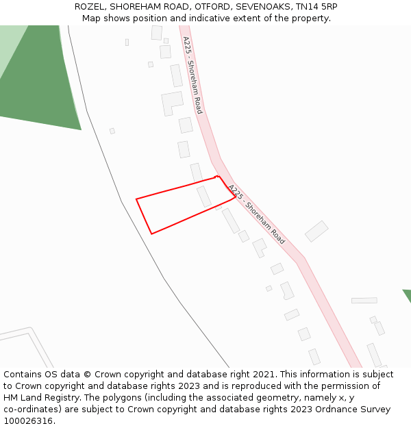 ROZEL, SHOREHAM ROAD, OTFORD, SEVENOAKS, TN14 5RP: Location map and indicative extent of plot