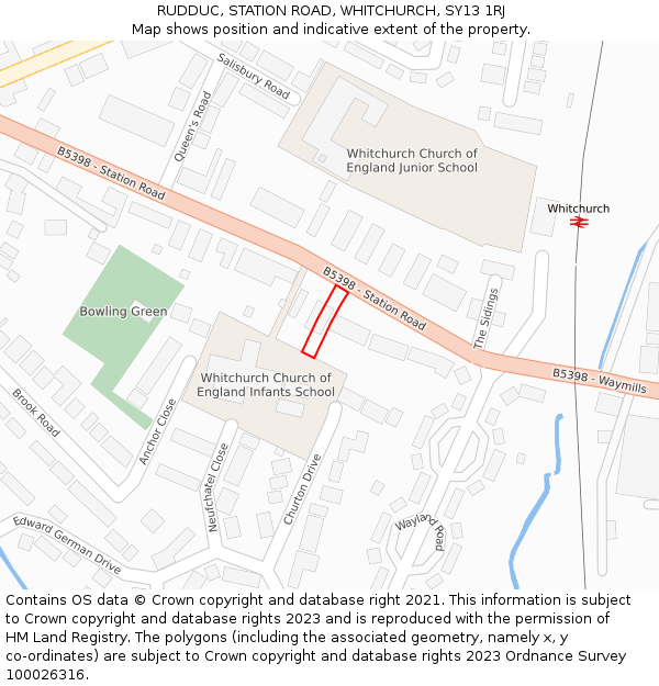 RUDDUC, STATION ROAD, WHITCHURCH, SY13 1RJ: Location map and indicative extent of plot