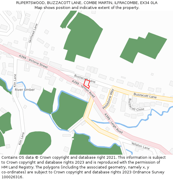 RUPERTSWOOD, BUZZACOTT LANE, COMBE MARTIN, ILFRACOMBE, EX34 0LA: Location map and indicative extent of plot