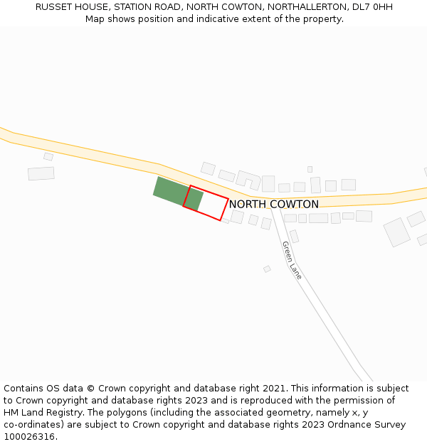 RUSSET HOUSE, STATION ROAD, NORTH COWTON, NORTHALLERTON, DL7 0HH: Location map and indicative extent of plot