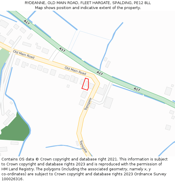 RYDEANNE, OLD MAIN ROAD, FLEET HARGATE, SPALDING, PE12 8LL: Location map and indicative extent of plot