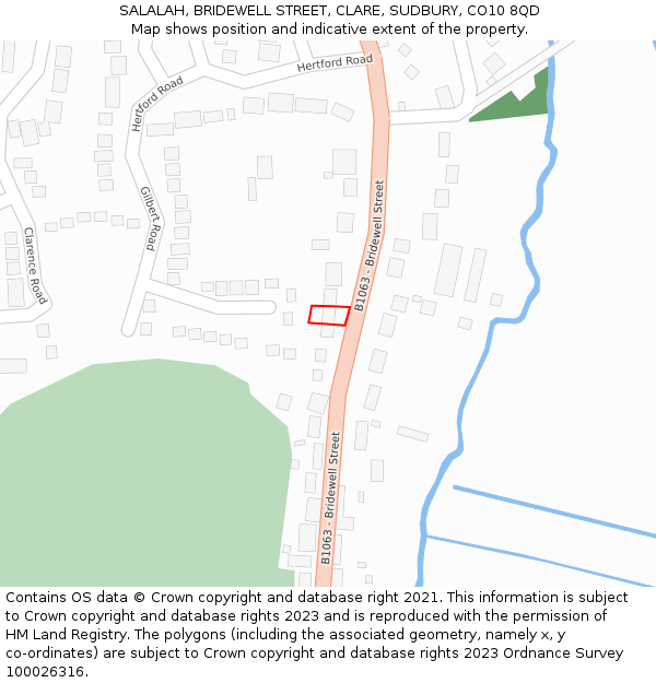 SALALAH, BRIDEWELL STREET, CLARE, SUDBURY, CO10 8QD: Location map and indicative extent of plot