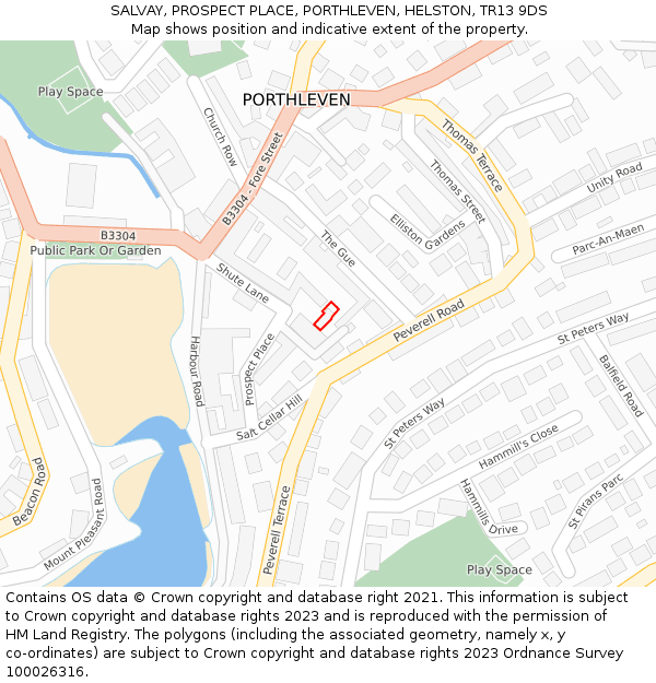 SALVAY, PROSPECT PLACE, PORTHLEVEN, HELSTON, TR13 9DS: Location map and indicative extent of plot