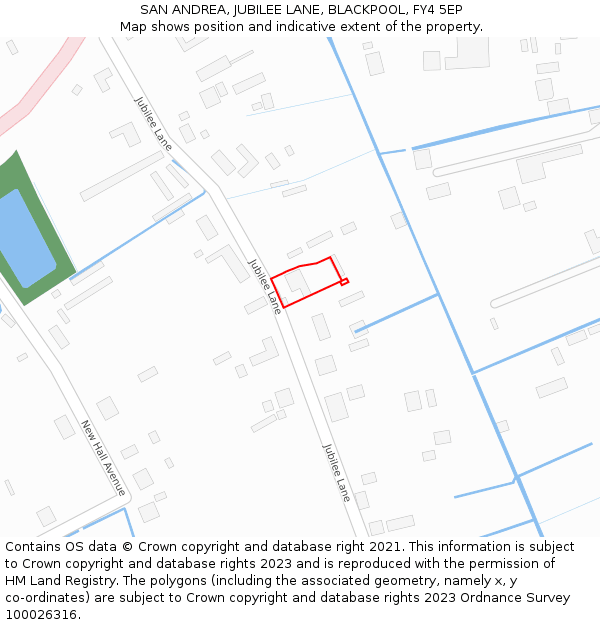 SAN ANDREA, JUBILEE LANE, BLACKPOOL, FY4 5EP: Location map and indicative extent of plot