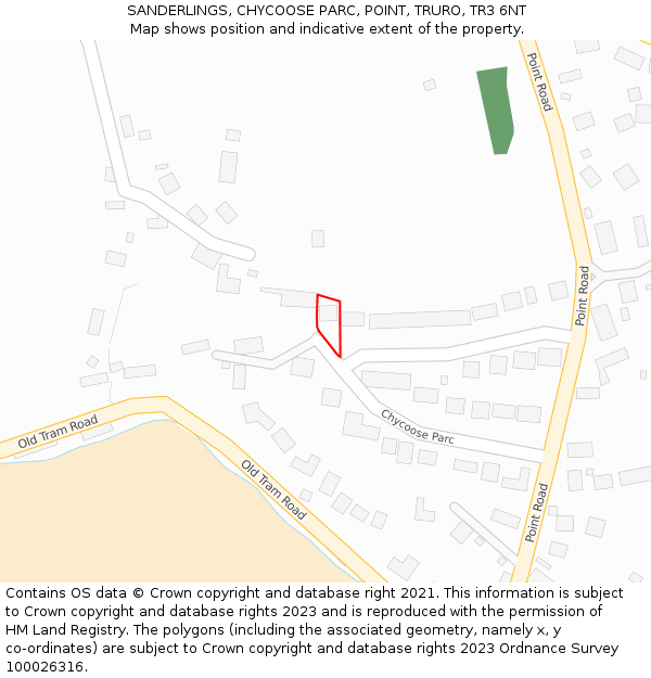 SANDERLINGS, CHYCOOSE PARC, POINT, TRURO, TR3 6NT: Location map and indicative extent of plot