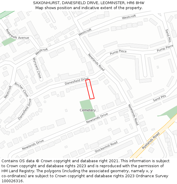 SAXONHURST, DANESFIELD DRIVE, LEOMINSTER, HR6 8HW: Location map and indicative extent of plot