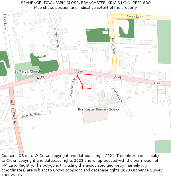 SEAHENGE, TOWN FARM CLOSE, BRANCASTER, KING'S LYNN, PE31 8BQ: Location map and indicative extent of plot