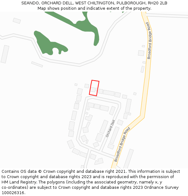 SEANDO, ORCHARD DELL, WEST CHILTINGTON, PULBOROUGH, RH20 2LB: Location map and indicative extent of plot