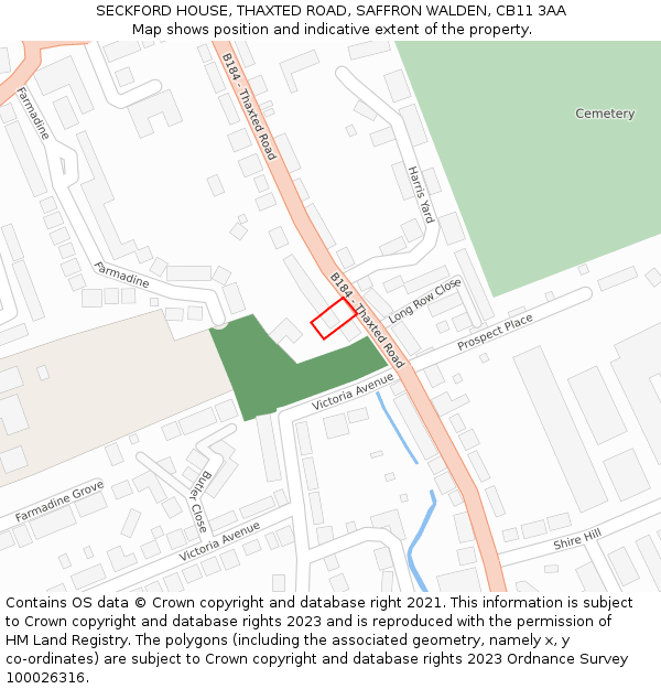 SECKFORD HOUSE, THAXTED ROAD, SAFFRON WALDEN, CB11 3AA: Location map and indicative extent of plot