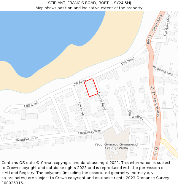 SEIBIANT, FRANCIS ROAD, BORTH, SY24 5NJ: Location map and indicative extent of plot