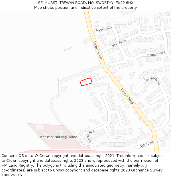 SELHURST, TREWYN ROAD, HOLSWORTHY, EX22 6HX: Location map and indicative extent of plot