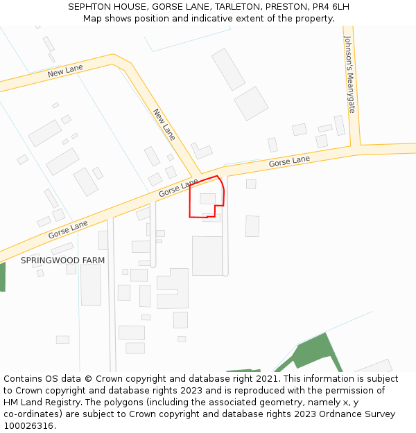 SEPHTON HOUSE, GORSE LANE, TARLETON, PRESTON, PR4 6LH: Location map and indicative extent of plot