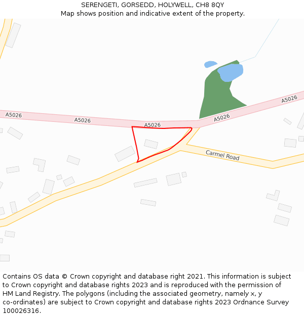 SERENGETI, GORSEDD, HOLYWELL, CH8 8QY: Location map and indicative extent of plot