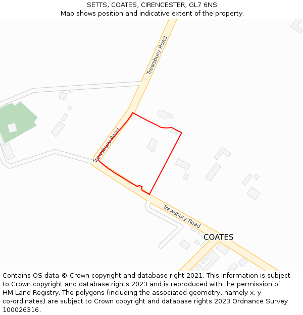 SETTS, COATES, CIRENCESTER, GL7 6NS: Location map and indicative extent of plot