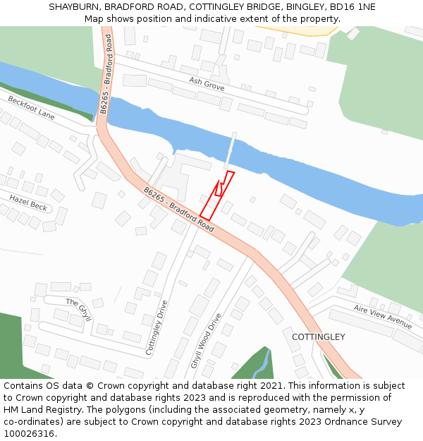 SHAYBURN, BRADFORD ROAD, COTTINGLEY BRIDGE, BINGLEY, BD16 1NE: Location map and indicative extent of plot