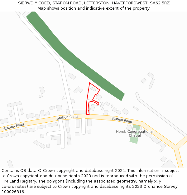 SIBRWD Y COED, STATION ROAD, LETTERSTON, HAVERFORDWEST, SA62 5RZ: Location map and indicative extent of plot