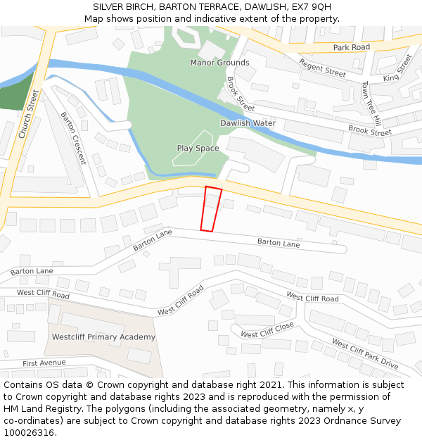 SILVER BIRCH, BARTON TERRACE, DAWLISH, EX7 9QH: Location map and indicative extent of plot