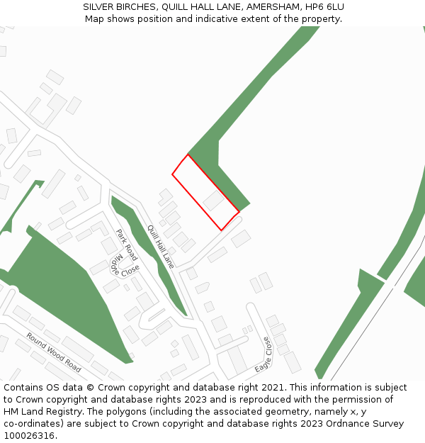 SILVER BIRCHES, QUILL HALL LANE, AMERSHAM, HP6 6LU: Location map and indicative extent of plot