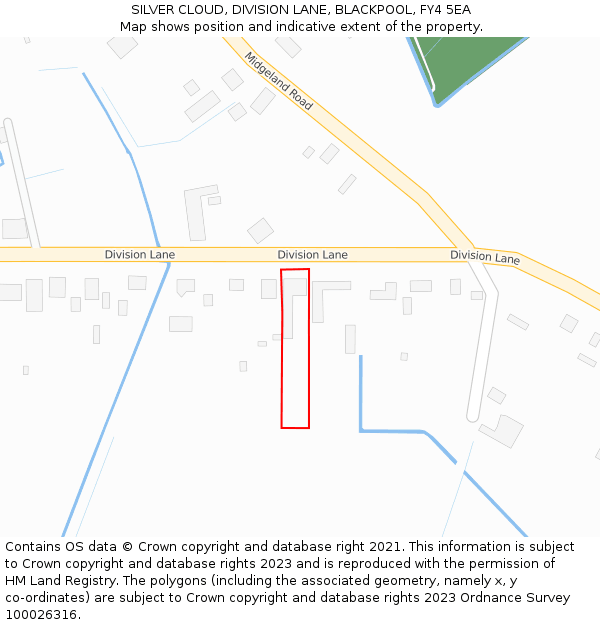 SILVER CLOUD, DIVISION LANE, BLACKPOOL, FY4 5EA: Location map and indicative extent of plot