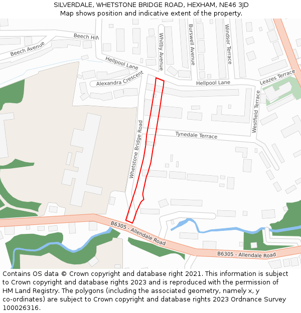 SILVERDALE, WHETSTONE BRIDGE ROAD, HEXHAM, NE46 3JD: Location map and indicative extent of plot