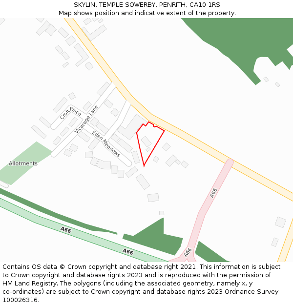 SKYLIN, TEMPLE SOWERBY, PENRITH, CA10 1RS: Location map and indicative extent of plot