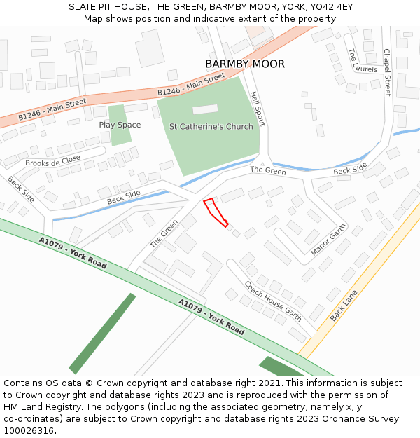 SLATE PIT HOUSE, THE GREEN, BARMBY MOOR, YORK, YO42 4EY: Location map and indicative extent of plot