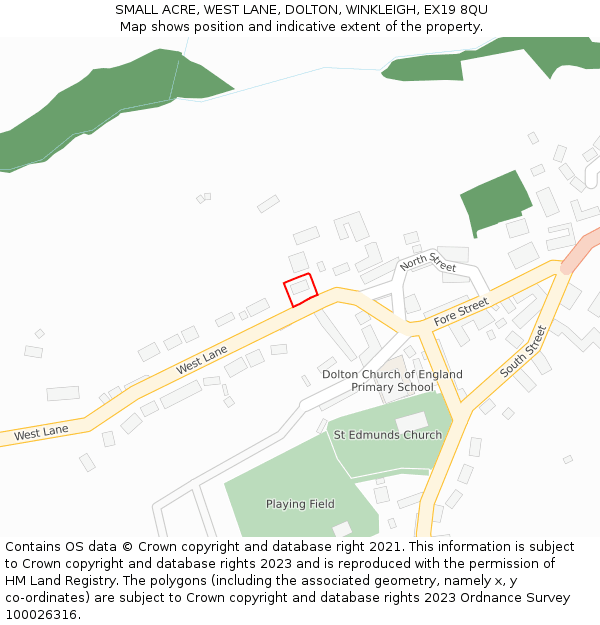 SMALL ACRE, WEST LANE, DOLTON, WINKLEIGH, EX19 8QU: Location map and indicative extent of plot