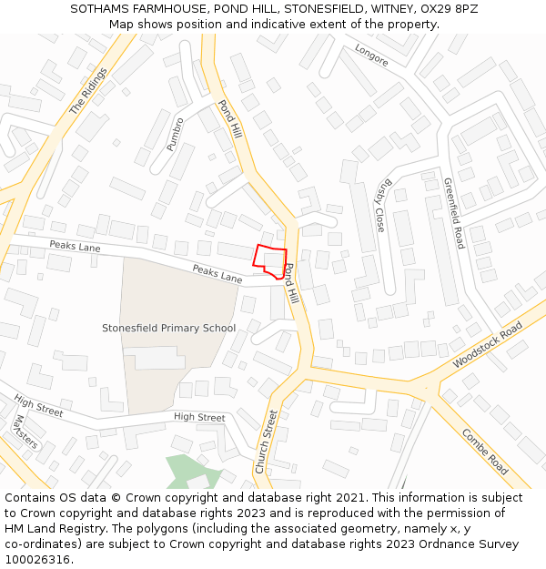 SOTHAMS FARMHOUSE, POND HILL, STONESFIELD, WITNEY, OX29 8PZ: Location map and indicative extent of plot