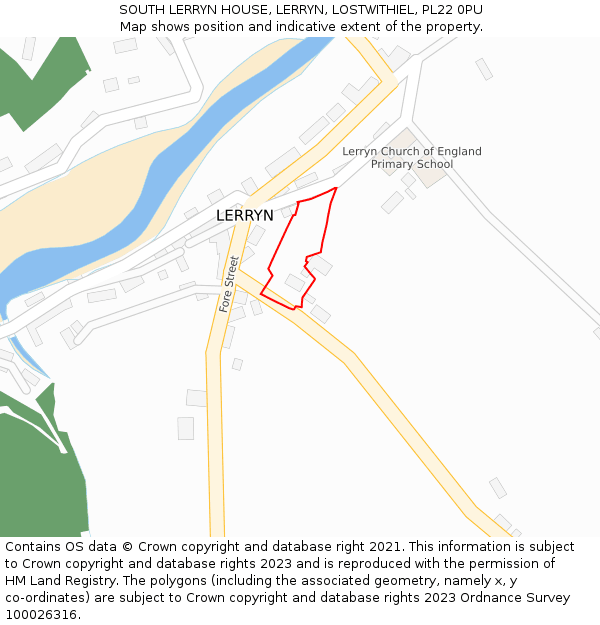 SOUTH LERRYN HOUSE, LERRYN, LOSTWITHIEL, PL22 0PU: Location map and indicative extent of plot