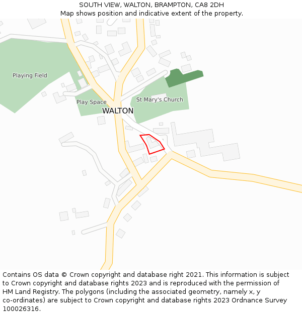 SOUTH VIEW, WALTON, BRAMPTON, CA8 2DH: Location map and indicative extent of plot