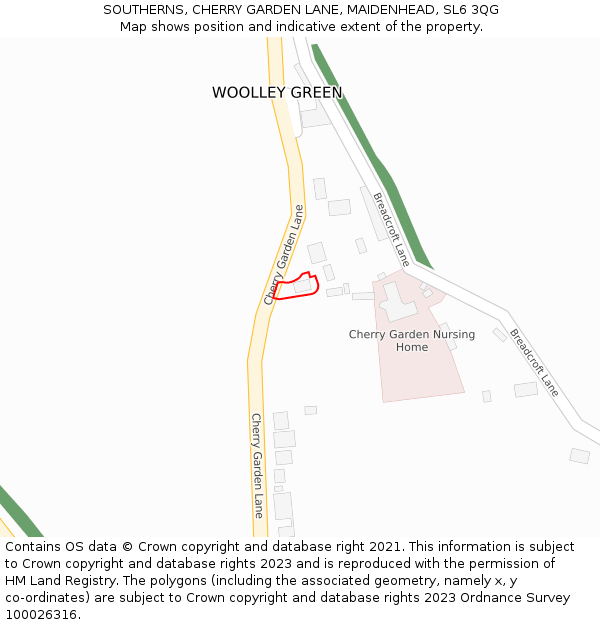 SOUTHERNS, CHERRY GARDEN LANE, MAIDENHEAD, SL6 3QG: Location map and indicative extent of plot