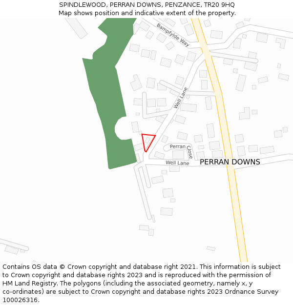 SPINDLEWOOD, PERRAN DOWNS, PENZANCE, TR20 9HQ: Location map and indicative extent of plot