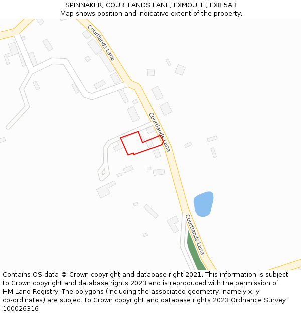 SPINNAKER, COURTLANDS LANE, EXMOUTH, EX8 5AB: Location map and indicative extent of plot