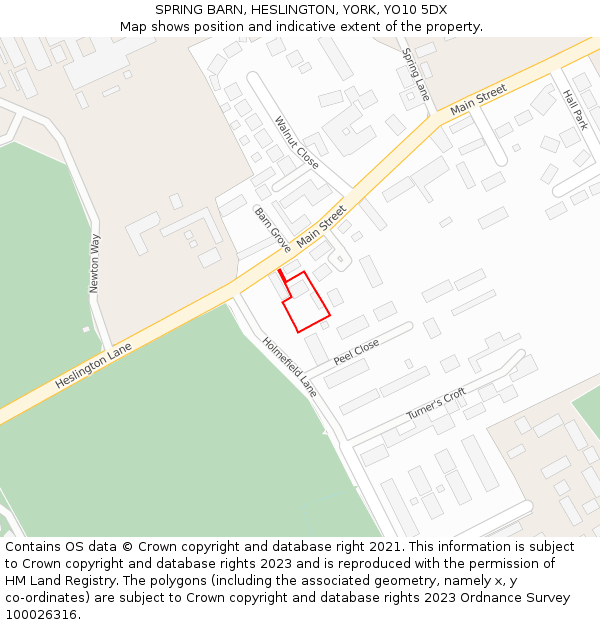 SPRING BARN, HESLINGTON, YORK, YO10 5DX: Location map and indicative extent of plot