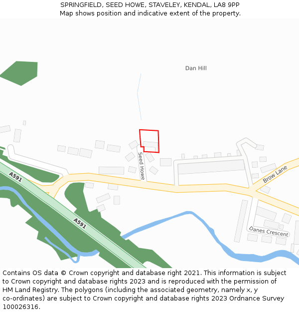 SPRINGFIELD, SEED HOWE, STAVELEY, KENDAL, LA8 9PP: Location map and indicative extent of plot