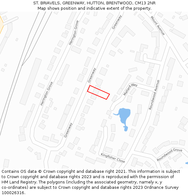 ST. BRIAVELS, GREENWAY, HUTTON, BRENTWOOD, CM13 2NR: Location map and indicative extent of plot