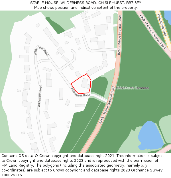 STABLE HOUSE, WILDERNESS ROAD, CHISLEHURST, BR7 5EY: Location map and indicative extent of plot