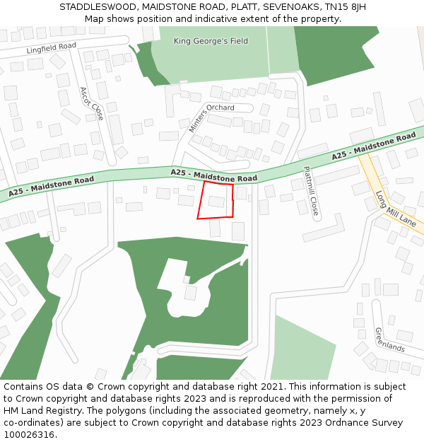 STADDLESWOOD, MAIDSTONE ROAD, PLATT, SEVENOAKS, TN15 8JH: Location map and indicative extent of plot