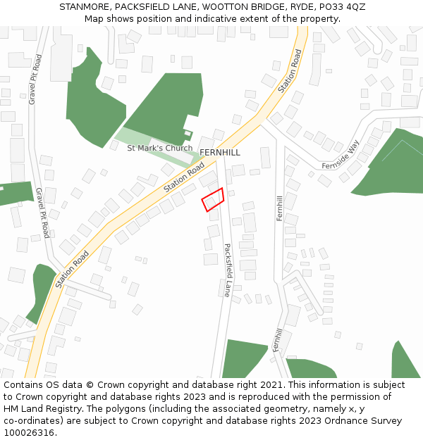 STANMORE, PACKSFIELD LANE, WOOTTON BRIDGE, RYDE, PO33 4QZ: Location map and indicative extent of plot