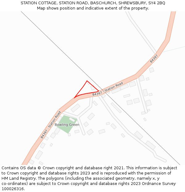 STATION COTTAGE, STATION ROAD, BASCHURCH, SHREWSBURY, SY4 2BQ: Location map and indicative extent of plot