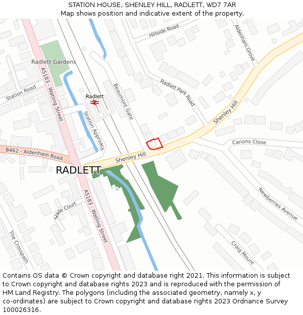 STATION HOUSE, SHENLEY HILL, RADLETT, WD7 7AR: Location map and indicative extent of plot