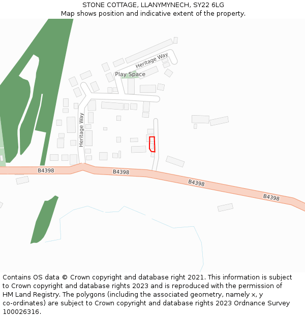 STONE COTTAGE, LLANYMYNECH, SY22 6LG: Location map and indicative extent of plot