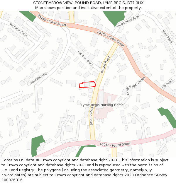 STONEBARROW VIEW, POUND ROAD, LYME REGIS, DT7 3HX: Location map and indicative extent of plot