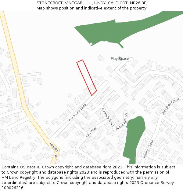 STONECROFT, VINEGAR HILL, UNDY, CALDICOT, NP26 3EJ: Location map and indicative extent of plot