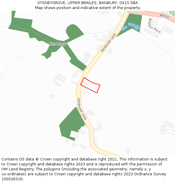 STONEYGROVE, UPPER BRAILES, BANBURY, OX15 5BA: Location map and indicative extent of plot