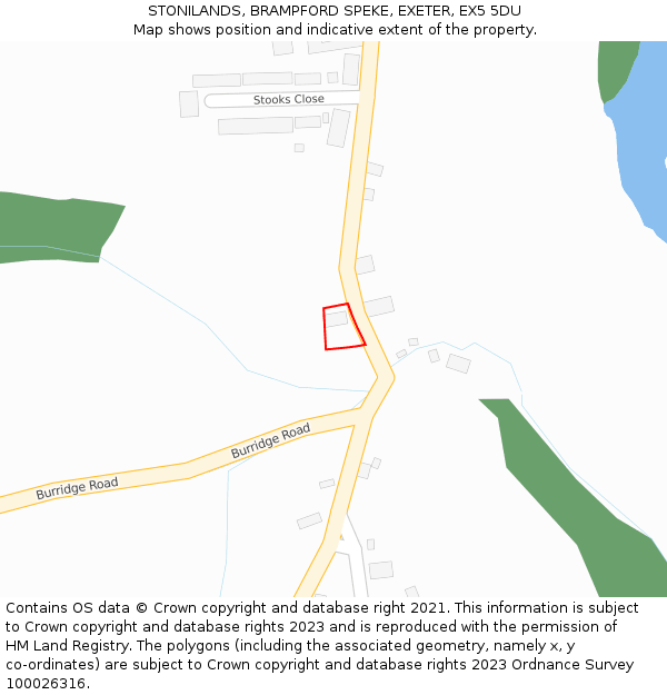 STONILANDS, BRAMPFORD SPEKE, EXETER, EX5 5DU: Location map and indicative extent of plot