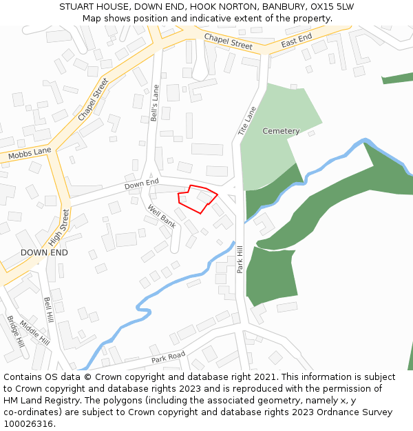 STUART HOUSE, DOWN END, HOOK NORTON, BANBURY, OX15 5LW: Location map and indicative extent of plot